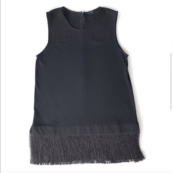 J Crew sleeveless black top with fringe - Picture 2 of 5
